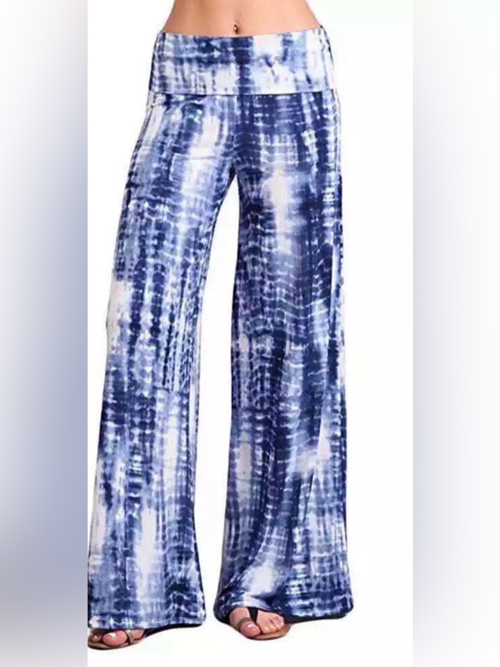 Chatoyant | Tie Dye wide leg flare pull on pants Women’s size 2XL Boho fold over